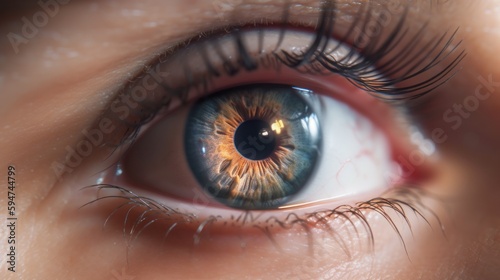 Beautiful hazel eyes close-up of a person background generative ai