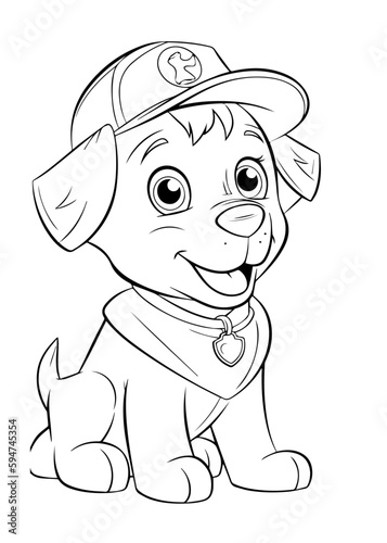 Dog Character Vector, Coloring Book Page with Dog, Coloring page outline of a cute dog, coloring page with Animal character 