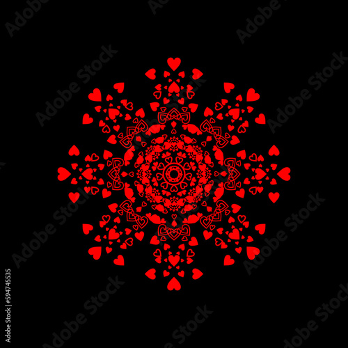 vintage and cool mandala illustration, ornament in red.