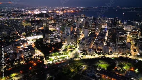 Wallpaper Mural Aerial View of Rio de Janeiro City Downtown at Night Torontodigital.ca