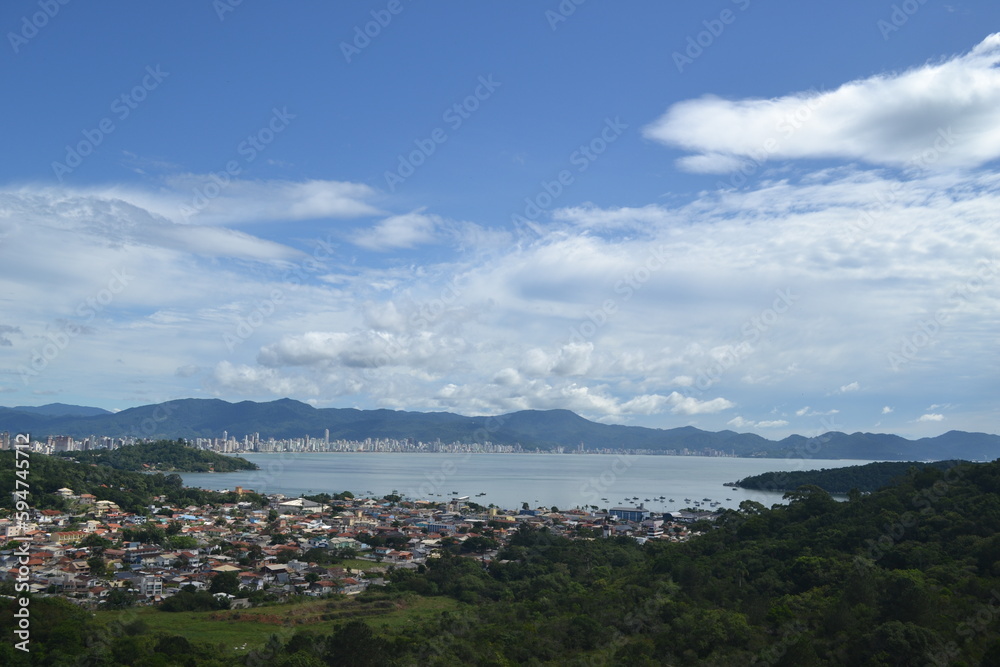view of city in state of santa catarina brazil with view of the sea in brazil