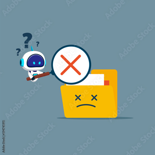No data found. Artificial intelligence technology. Modern vector illustration in flat style
