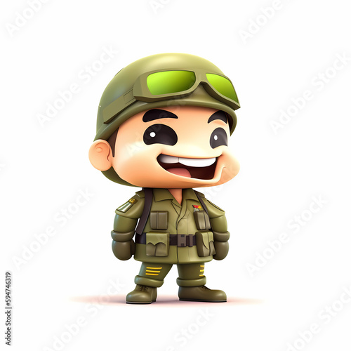 Army Millitary Man illustration. Generative AI © simpledesign79