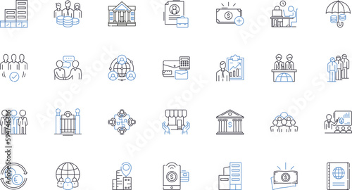 Inventory line icons collection. Stock, Supplies, Warehousing, Goods, Assets, Reserves, Backlog vector and linear illustration. Infrastructures,Stockpile,Holding outline signs set