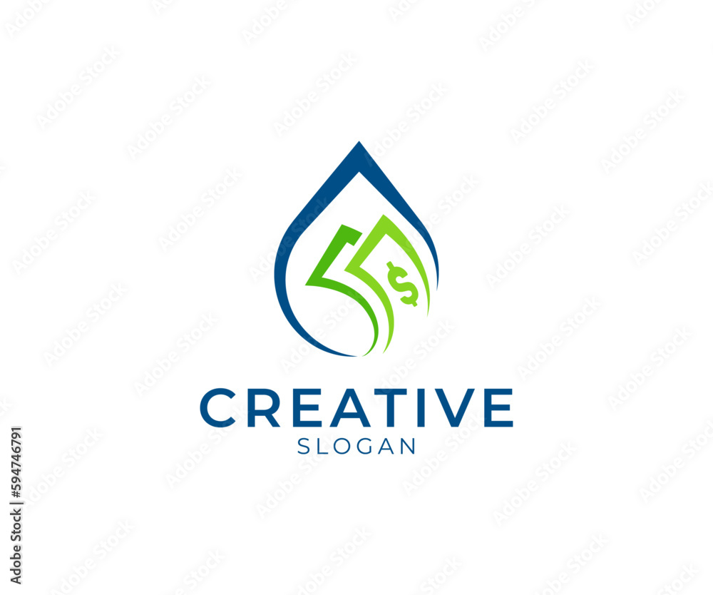 Money logo design. creative money drop vector design Money logo design. creative money drop vector design