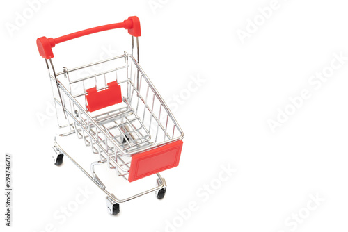 grocery cart on isolated white background. the concept of shopping goods.
