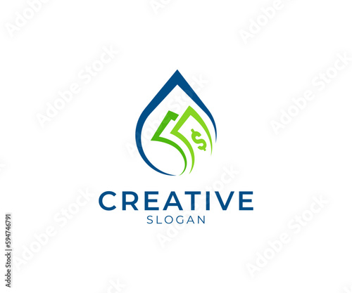 Money logo design. creative money drop vector design