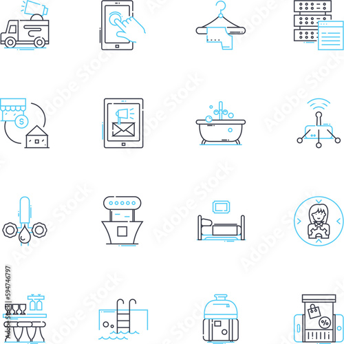 User satisfaction linear icons set. Fulfillment, Contentment, Gratification, Happiness, Joy, Pleasure, Delight line vector and concept signs. Satisfaction,Happiness,Serenity outline illustrations
