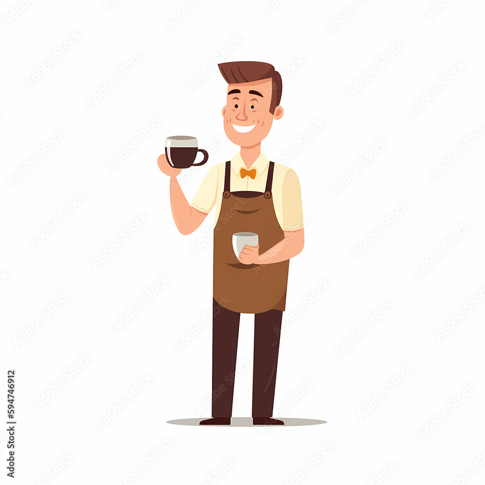 Barista Coffee Shop Illustration. Generative AI