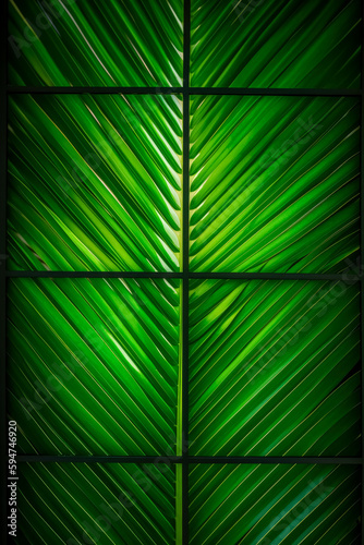 palm leaf texture background  Palm leaves pattern. Generative AI.