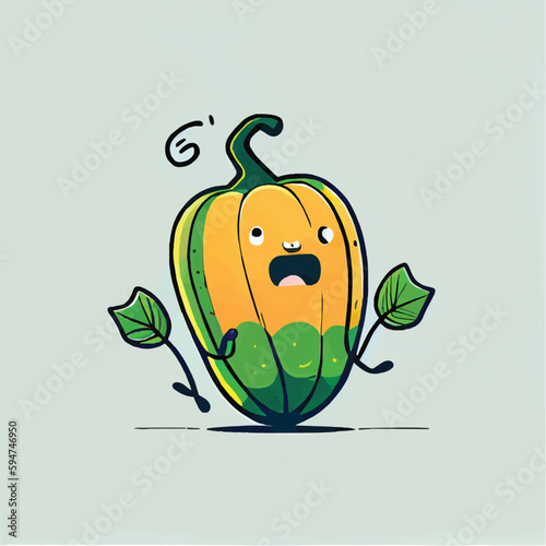 cute Squash-vegetable character, cartoon, children book style, artistic, theme print design, for t-shirt print and case, Illustrator
