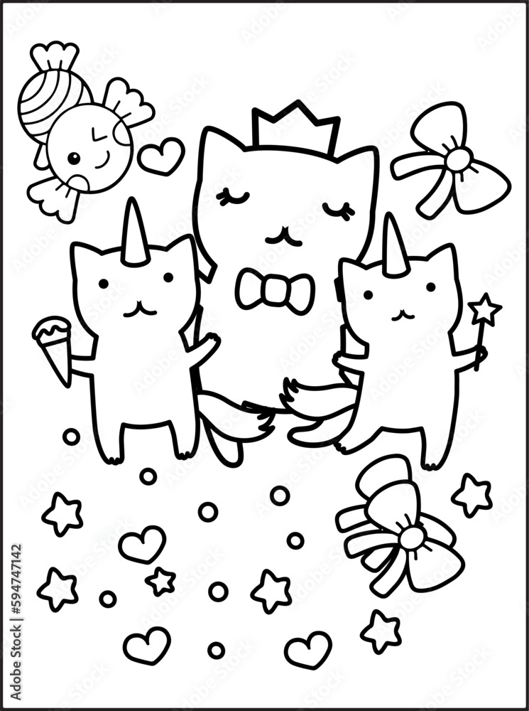 Fototapeta premium Caticorn Coloring pages For Kids