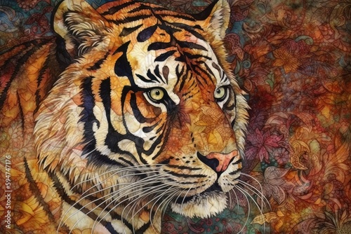 Malaysian tiger  malaysian style art. Generative AI