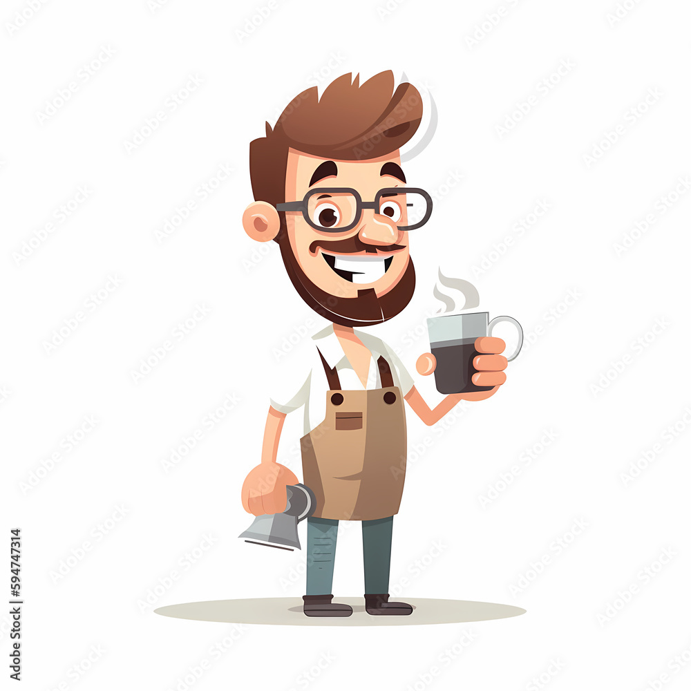 Barista Coffee illustration. Generative AI