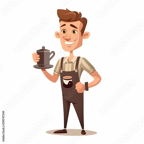 Barista Coffee illustration. Generative AI