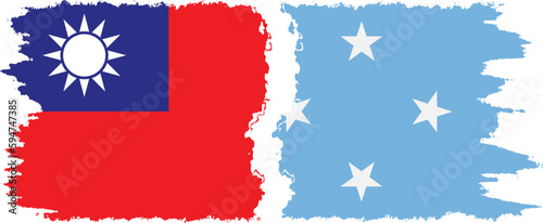 Federated States of Micronesia and Taiwan grunge flags connection v