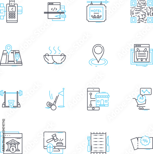 Customer support linear icons set. Empathy, Resolution, Patience, Communication, Helpfulness, Availability, Responsiveness line vector and concept signs. Satisfaction,Feedback,Quality outline