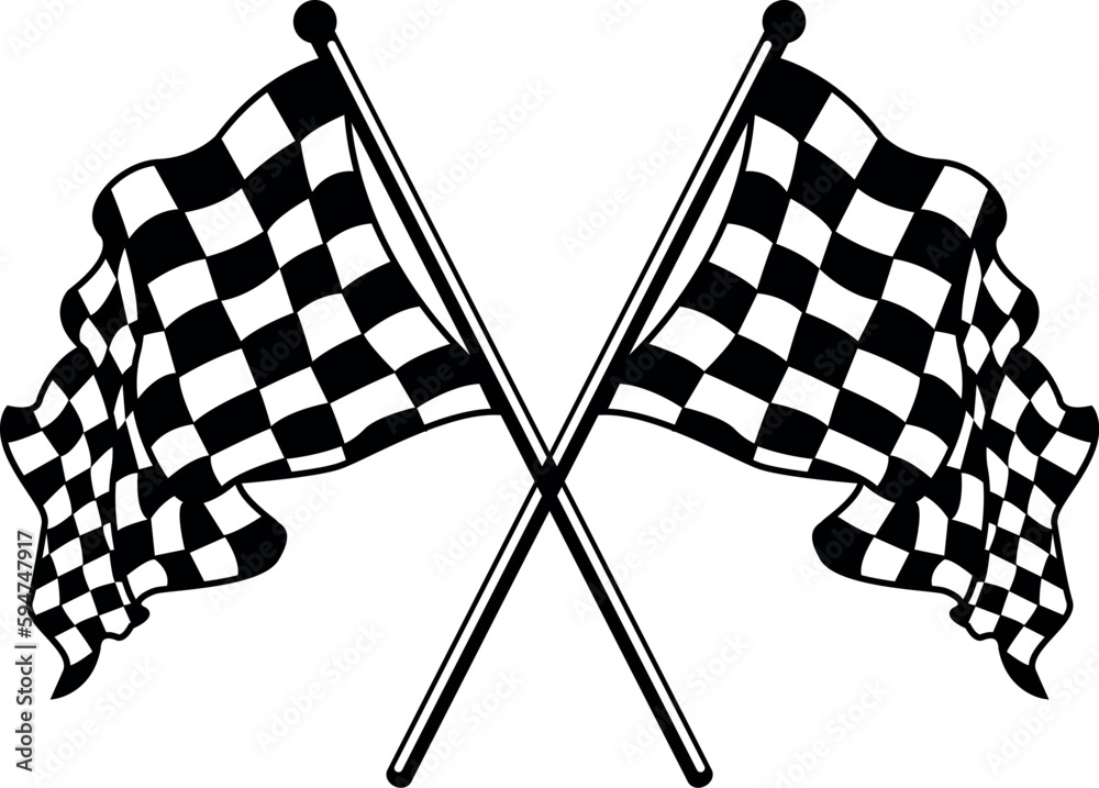 crossed checkered Flags NASCAR Racing Flag Eps Vector File finish Flag