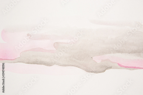 Front view of light pink and purple waves on the left side on white isolated background