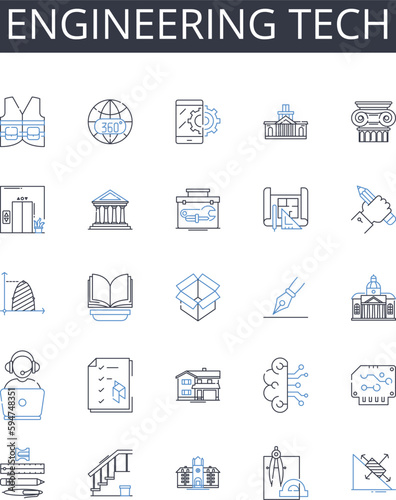 Engineering tech line icons collection. Prosperity, Abundance, Riches, Affluence, Opulence, Fortune, Luxury vector and linear illustration. Success,Attainments,Plenty outline signs set