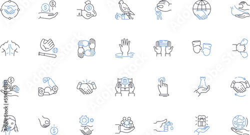Nonverbal cues line icons collection. Gestures, Posture, Facial expressions, Eye contact, Body language, Mimicry, Proximity vector and linear illustration. Movement,T,Touch outline signs set