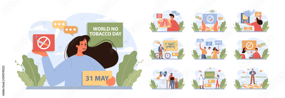 World No Tobacco Day concept set. May 31st campaign banner.