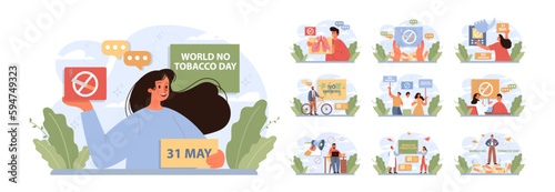 World No Tobacco Day concept set. May 31st campaign banner.