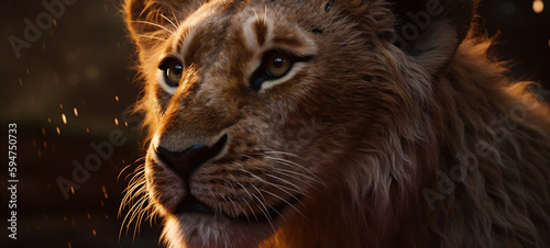Realistic portrait of a lion
