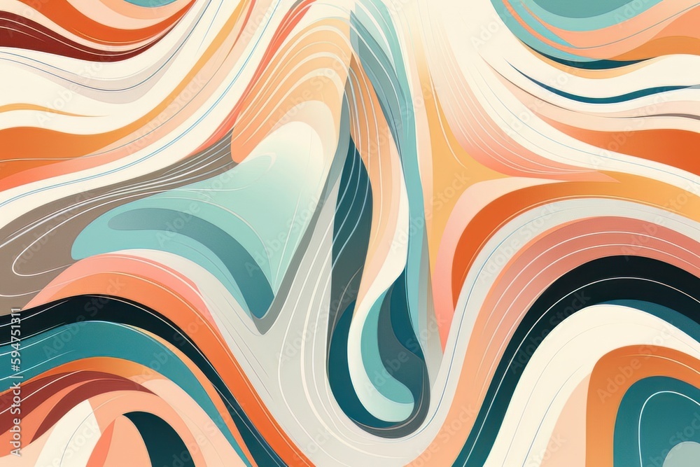 Abstract background with waves, lines, and curves. Concept: relax. Generative AI