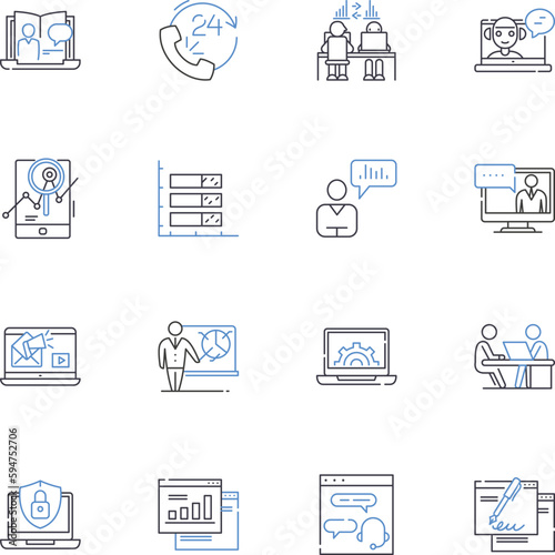 Web-based commerce line icons collection. Sales , E-commerce , Online , Shopping , Transactions , Products , Digital vector and linear illustration. Marketplace ,Retail ,Customers outline signs set