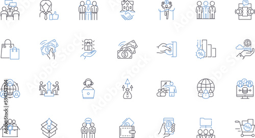 Business analytics line icons collection. Data, Insights, Metrics, Performance, Analysis, Trends, Forecasting vector and linear illustration. Visualization,Modeling,Optimization outline signs set