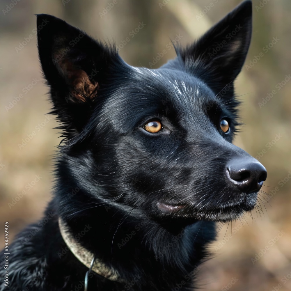 big black dog with loyal look created with Generative AI technology
