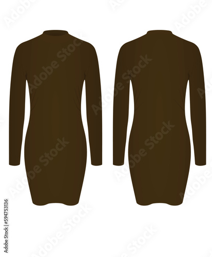 Brown woman dress. vector illustration