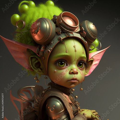 Cute futuristic goblin princess