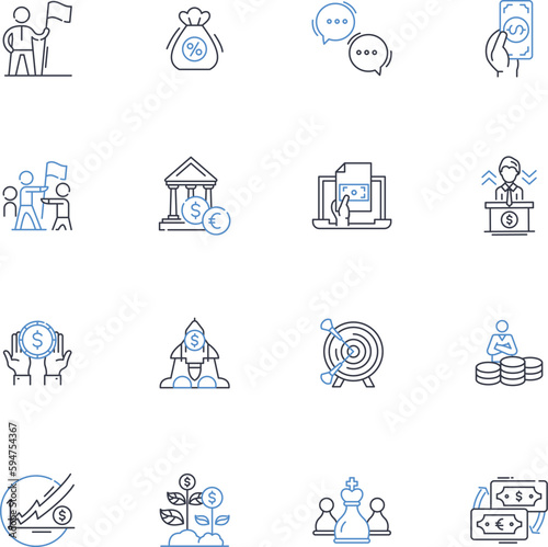 Market saturation line icons collection. Saturation, Overcrowding, Overabundance, Oversupply, Flooded, Glut, Superfluous vector and linear illustration. Overd,Exhausted,Depletion outline signs set