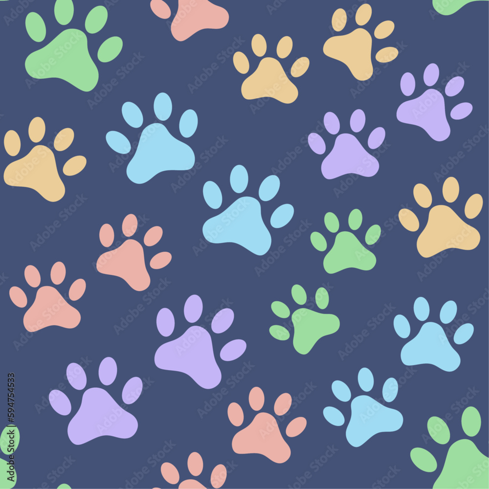 Seamless pattern with cats. Vector background with paws Seamless pattern with cats. Vector background with paws