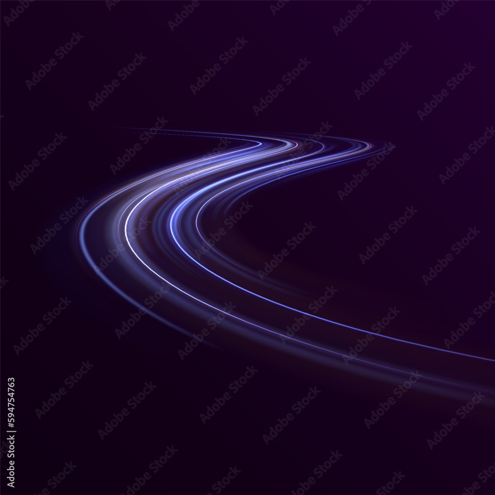 Blue line png, magic glow. Shiny swirl power waves flow, electric trail speed on dark blue background. Light wave, fire path trace line and incandescence curve twirl. Neon glowing motion wavy vector. Blue line png, magic glow. Shiny swirl power waves flow, electric trail speed on dark blue background. Light wave, fire path trace line and incandescence curve twirl. Neon glowing motion wavy vector.