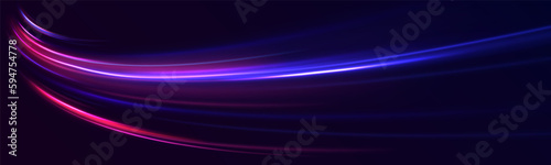 Blue line png, magic glow. Shiny swirl power waves flow, electric trail speed on dark blue background. Light wave, fire path trace line and incandescence curve twirl. Neon glowing motion wavy vector.