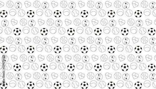 Seamless pattern design with sport elements . Vector illustration .