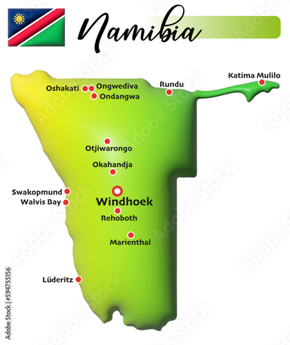 Namibia, Fläche und Flagge