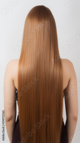 Wallpaper Mural full body Beautiful keratin treated hair on white background Generated AI Torontodigital.ca