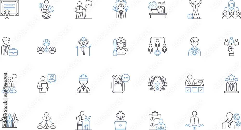 Guild line icons collection. Unity, Collaboration, Brotherhood, Camaraderie, Alliance, Teamwork, Loyalty vector and linear illustration. Community,Fellowship,Companionship outline signs set