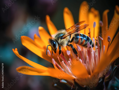 A Close Up of a Bee Drinking Nectar   Generative AI © Nathan Hutchcraft