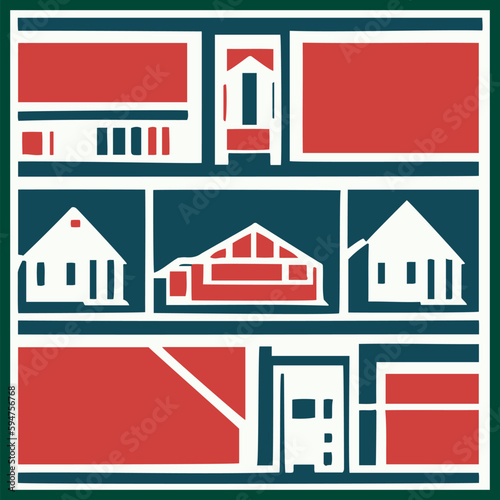 Abstract view of suburban homes side by side in a residential neighborhood