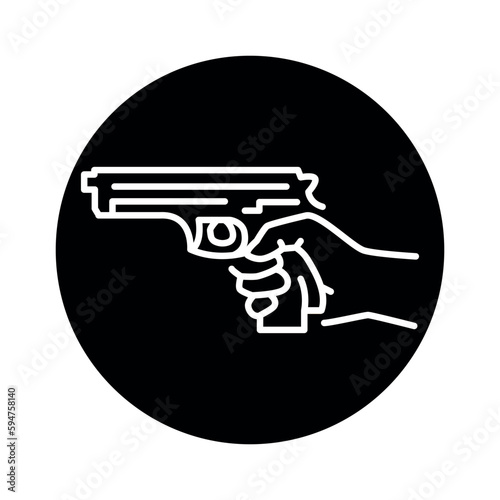 Hand holding gun color line icon. Pictogram for web page
