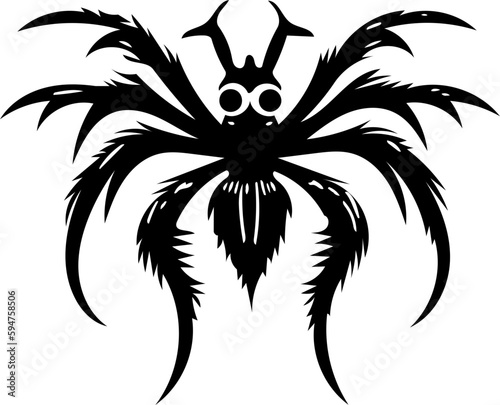 Tarantula spider logo in black and white color, vector illustration of arthropod, poisonous animal