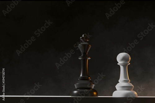 chess pawn and pieces on a board background..