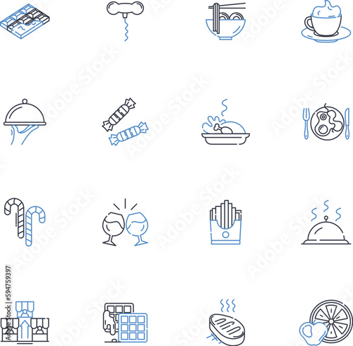 Aromatic cuisine line icons collection. Spicy, Fragrant, Savory, Flavorsome, Aromatherapy, Zesty, Appetizing vector and linear illustration. Piquant,Tasty,Delicious outline signs set