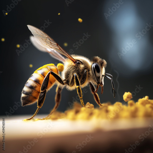 Die summende Honigbiene fliegt anmutig in der Luft. ai generiert