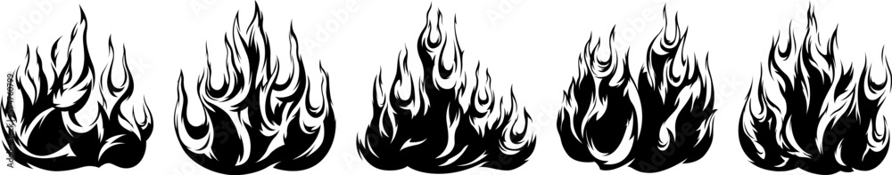 Fire flames isolated template. Tribal design. Car stickers. Icon fire illustration. Multiple shape tattoo. Fire flames isolated template. Tribal design. Car stickers. Icon fire illustration. Multiple shape tattoo.
